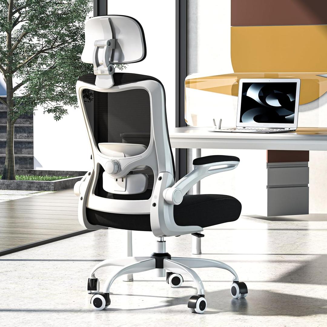 Ergonomic Office Chair for Long Hours, Adjustable Padded Lumbar Support for Lower Back Relief, 330 lb Capacity, Comfortable Computer Desk Chair for Home Office, Work & Study, Medium