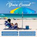 AMMSUN 7.5ft Heavy Duty HIGH Wind Beach Umbrella with sand anchor Vent Tilt Portable Sun Shelter, UV 50+ Protection Outdoor Sunshade Umbrellas Carry Bag for Patio Garden Pool Backyard Multicolor Blue
