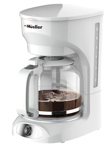 MÜELLERHOME 12-Cup White Coffee Maker - Borosilicate Carafe, Auto-Off, Reusable Filter, Anti-Drip, Keep-Warm Function, Clear Water Level Window, White Kitchen Accessories, 2 Pack