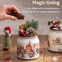 PieceRelax 3D Puzzle Jar 96 Plastic Pieces, Includes Dried Flowers - Phoenix Chan - Purrfect Christmas Party Use Includes Divider as a Pen or Utensil Holder with Wooden Lid [BB1052]