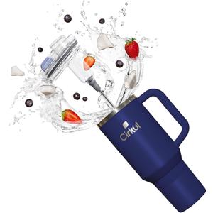 Cirkul 40oz. Midnight Blue Stainless Steel Tumbler with Handle, All-Day StrawSip, Double-Wall Insulated