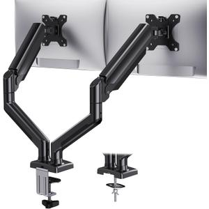 HUANUO Dual Monitor Mount for 2 Monitors up to 32 inches, Each Arm Holds Max 22lbs, Dual Monitor Stand with Advanced System, Height-Adjustable/Tilt/Swivel/Rotate, VESA Standard 75mm or 100mm
