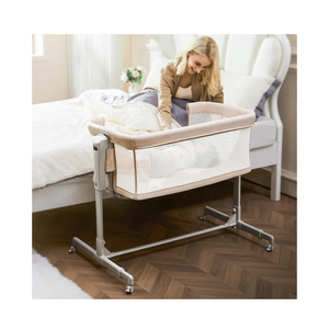 Baby Bassinet Bedside Sleeper, 3-in-1 Rocking Bassinet with Wheels, 6-Height Adjustable Crib with Breathable Mesh, Soft Mattress for Newborns & Infants