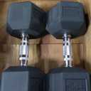 Rubber Encased Hex Dumbbell, Hand Weights with Anti-Slip Cast Iron Grip for Exercise & Fitness, Weights Dumbbells Set of 2 for Strength Training, 5-50 LBS Pair