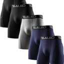 TELALEO 6 or 5 Pack Compression Shorts for Men Spandex Sport Shorts Athletic Workout Running Performance Base layer Underwear (Medium, Black(2pcs)+blue(2pcs)+gray(1pcs))