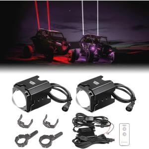 KEMIMOTO Whipless LED Whip Lights w/Mounts Fit 1.5''-2'' Roll Cage Compatible with Polaris RZR Can-Am Maverick X3 CFmoto Kawasaki, Multi-Color Scratch-resistant Alien Lights for SXS