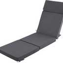 80 x 26 Inch Outdoor Chaise Lounge Cushion - Removable Cover, 4-Section Design, Water-Repellent & Fade-Resistant, 6 Tie Straps, Replacement for Patio & Pool Chairs - Dark Grey
