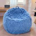 XeGe Comfy Bean Bag Cover (No Filler), Fluffy Stuffed Animal Storage Bean Bag Chair Cover for Bedroom, Furry Fuzzy Big Bean Bag Cover Adults Teens Girls, Anti-slip, Ombre Cobalt Blue (Large(38"x38"x40"))