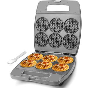 Baker's Friend Multi Mini Waffle Maker Machine, Bake 6 x 3 Inch Small Waffles, Perfect for Families and Individuals Use, Excellent Choice for Breakfast Brunch Parties & Events, Graphite