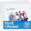 Dunwell Scrapbook Refill Pages 12x12, 50 Pack Super Heavyweight Sheet Protectors, Fits Standard 3 Ring 12x12 Scrapbooking Binders Like Pioneer and We R Memory Keepers, Paper Inserts Not Included