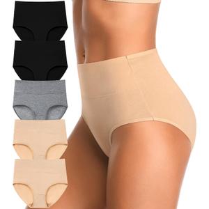 High Waisted Postpartum Underwear Slight Tummy Control Underwear Soft Full Coverage Cotton Panties Multipack (L)
