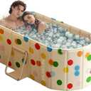 Gets Portable Foldable Freestanding Bathtub for Adults, Collapsible Bathtub Tub, Soaking Hot SPA and Ice Bath Tub (Beige, 59 INCH)