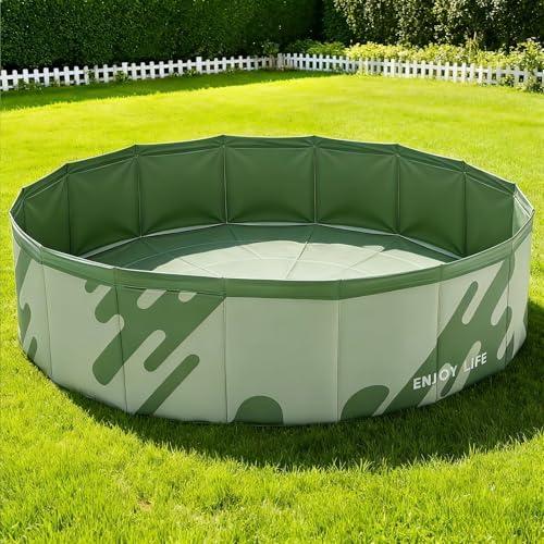 HeySplash Foldable Dog Pool, Collapsible Pet Swimming Pool & Bath Tub for Puppies, Portable Doggie Bathtub for Indoor Outdoor Garden Summer, 31.5"×7.9" (Green)
