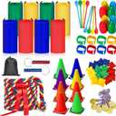 Redllo 87 Pcs Carnival Outdoor Games Potato Sack Race Bags for Kids Adults Bean Bags Ring Toss 3 Legged Relay Race Tug of War Rope Backyard for Birthday Party Field Day Family Christian Church Games