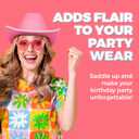 Bedwina Pink Cowgirl Hat for Women & Girls - Felt Western Cowboy Hat with White Trim & Adjustable Chin Strap - Bachelorette, Dress-Up, Rodeo, Costume Accessory, Party Favor, Themed Events (Pink)