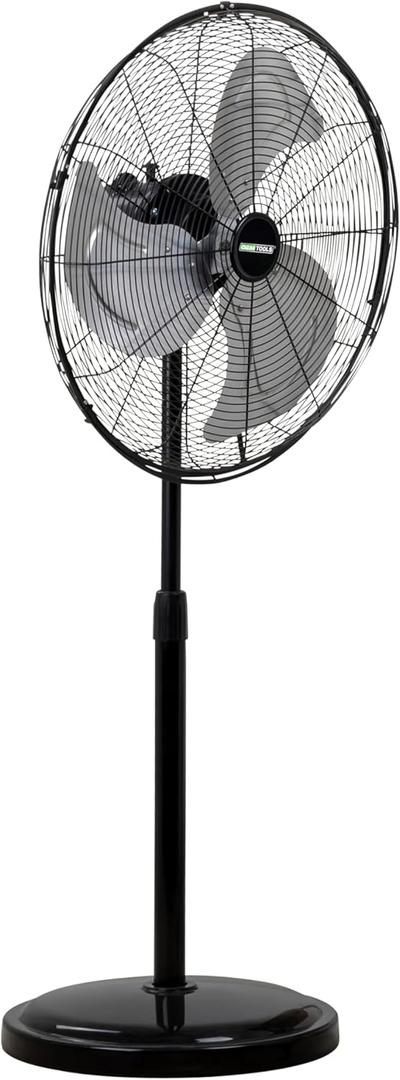 OEMTOOLS 44887 20 Inch Oscillating Pedestal Fan, 3,320 CFM High Velocity Garage Fan with Adjustable Height, 3 Speed Motor, 180 Degree Oscillating Fan for Garage and Workshop, New 20 Inch
