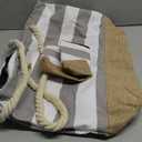 Becokan Beach Bag Initial Beach Tote with Makeup Bag for Travel Work Storage Personalized Birthday Gifts for Women Her (Light Grey)