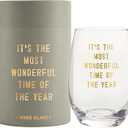 Santa Barbara Design Studio Holiday Stemless Wine Glass with Gold Foil Accent and Gift Box, 17-Ounce, Wonderful Time