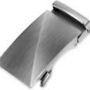 QfwdfcTrenz 35mm Ratchet Belt Buckle Only for 1 3/8 Slide Belt Strap Automatic Leather Belts Buckle Replacement, Silver