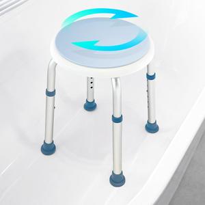 GreenChief 360 Degree Swivel Shower Seat, Small Shower Chair for Bathtub, Adjustable Height for Elderly, Handicap, Senior, Adults (300lbs), Aluminium, Blue