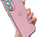 ZTOFERA for Samsung Galaxy S25 5G Case,Cute Plating Edge Love Hearts Pattern with Camera Lens Protection Phone Case for Galaxy S25 5G 6.2",Purple