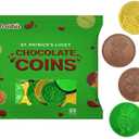3 x St. Patrick's Day Milk Chocolate Green & Gold Coin, 25 Coins, Shamrock & Leprechaun Themed Coins, Parties, Events and Celebrations, Perfect for Gift Bags and Festive Decorations, 4.5g Milk Chocolate Coin (EXP 11/02/27)