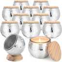 12 Pcs Empty Disco Ball Candle Jars with Bamboo Lids Silver Disco Ball Vase Bulk Thick Glass Mirror Containers for Centerpieces Flower Candles Sugar for Wedding Bedroom DIY Birthday Office Decor