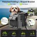Dog Bike Front Basket, 4 in 1 Foldable Pet Backpack/Shoulder Bag/Auto Seat with Heavy-Duty L-Shaped Mount 3.15 in, Waterproof Cushion & Reflective Strips, Supports Up to 22lbs