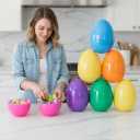 6 Pack Jumbo Easter Eggs, 6 Inch Large Fillable Plastic Easter Eggs in 6 Bright Colors, Big Empty Surprise Eggs for Kids Easter Egg Hunts, Basket Stuffers, and Party Favors