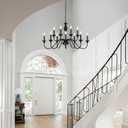 LIGHTDAMY Black Farmhouse Chandeliers for Dining Room Light Fixtures Over Table, 12 Light Industrial Candle Hanging Chandeliers for Living Room Kitchen Island Foyer Staircase, 12 Lights D37"