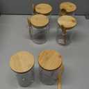 6 Pack Overnight Oats Containers with Bamboo Lids, Labels & Spoons, 22oz Glass Jars with Bamboo Lids, Airtight Meal Prep Jars Yogurt Containers for Chia Seed Pudding Salad Cereal Coffee Flour