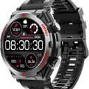 Smart Watch with Phone Function, Make/Answer Call AI Voice Control, Smartwatch with 28 Sport Modes Pedometer Fitness Watch for Android and iOS Phones Men Women (Round, Black)