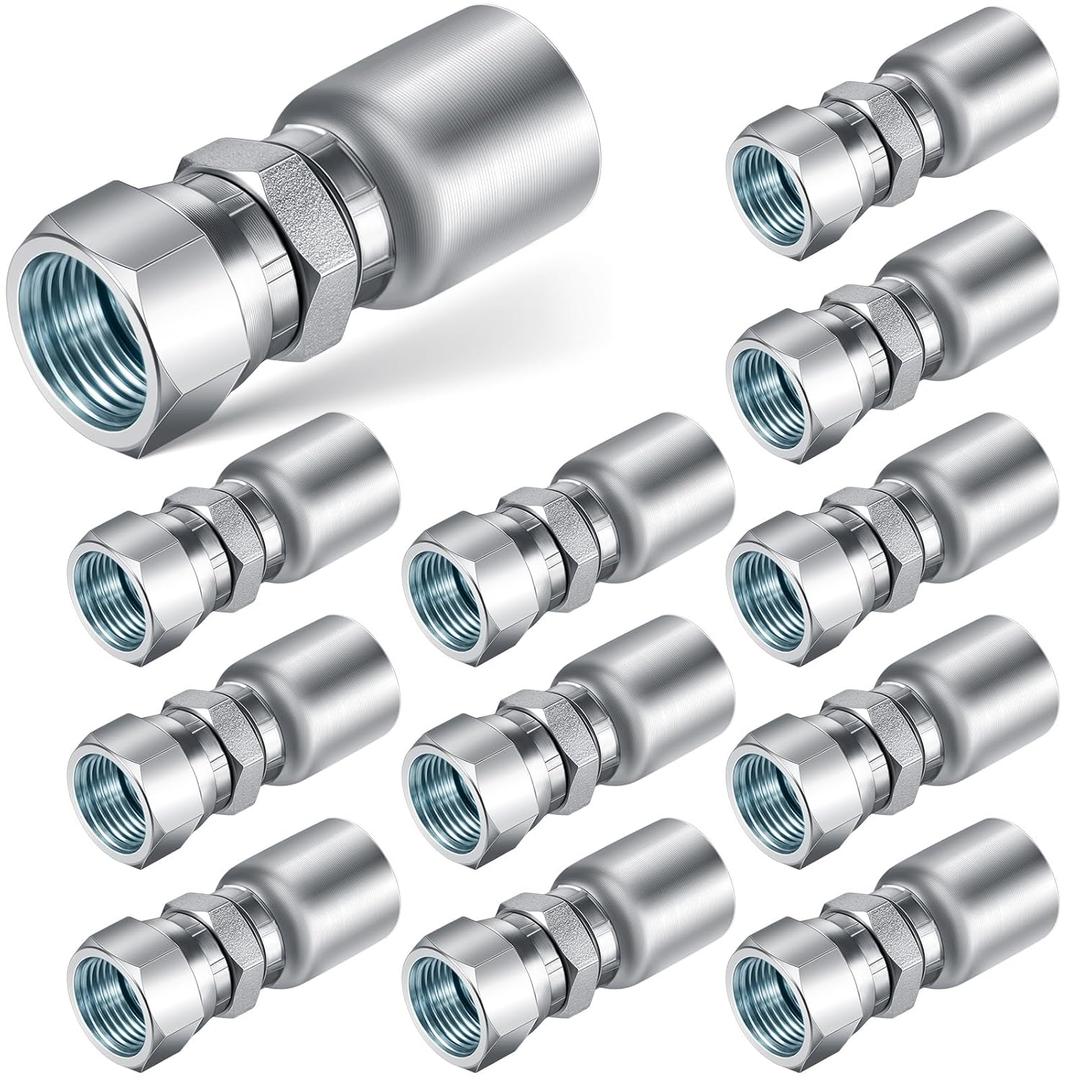Blulu 12 Pcs 3/8" Hose x 3/8" Jic 37 Hydraulic Hose Fittings Female Coupling End Swivel Crimp Hydraulic Fittings