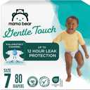 Mama Bear Gentle Touch Baby Diapers, Size 7, 80 Count (4 packs of 20), Skin Safe, 12 Hours Protection, Wetness Indicator, Stretchy Waistband