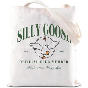 FOTAP Silly Goose Merch Silly Goose Inspire Tote Bag Silly Goose Gift Goose Lover Gift Kawaii Goose Handbag Animal Gift