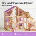 Tiny Land Wooden Dollhouse for Girls - 6 Rooms Wooden Doll House, DIY Pretend Doll House with 31Pcs Furniture Accessories, Creative Gift for Girl Ages 3+ (Unicorn Purple), 1:12
