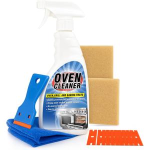 2 x Heavy Duty Stove and Oven Cleaner Kit, Includes Cleaning Tool, Razor, Scraper and 1 Pad to Remove Tough Stains - Use on Gas, Electric, Ceramic Surfaces, 4 Piece (16.9, Fluid Ounces)