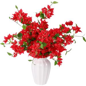 10PCS Bougainvillea Artificial Flowers 30" Silk Fake Bougainvillea Branches Faux Flowers Vines for HomeGardenWeddingPartyIndoor and OutdoorFloral Arrangement and DIY Decorred