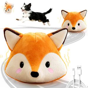 Interactive Fox Puppy Toy for Anxiety & Boredom Relief - Automatic Self-Moving, Bouncing & Vibrating with Sound for Mental Stimulation | Rechargeable & Chew-Resistant for All Breed Sizes