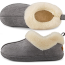 HomeTop Women's Closed-back Slippers Faux Wool Warm Non-slip Outdoor Indoor House Shoes with Fuzzy Collar, US 9-10
