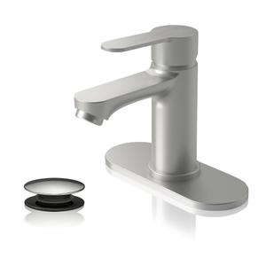 BELZ Bathroom Faucet, Single Handle Matte Black Sink Faucet for 1 or 3 Hole Installation, Modern Lead-Free Metal Vanity Faucet with Pop-Up Drain & Supply Hoses (Brushed Nickel)
