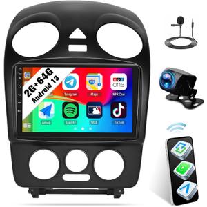SIXWIN Android Car Stereo for VW Volkswagen Beetle 2004-2010 with Wireless CarPlay Android Auto Mirror Link 2G+64G 9 Inch Touchscreen Bluetooth GPS Navigation WiFi FM Backup Camera MIC