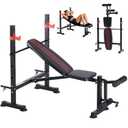 DUMOS Adjustable Weight Bench Set with Rack, 650LBS Foldable Bench Press