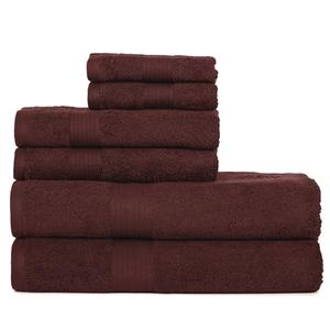 Ample Decor 100% Cotton Bathroom Towels Set of 6-2 Bath Towels, 2 Hand Towels, 2 Wash Cloths, Quick Drying - Brown Towel Sets