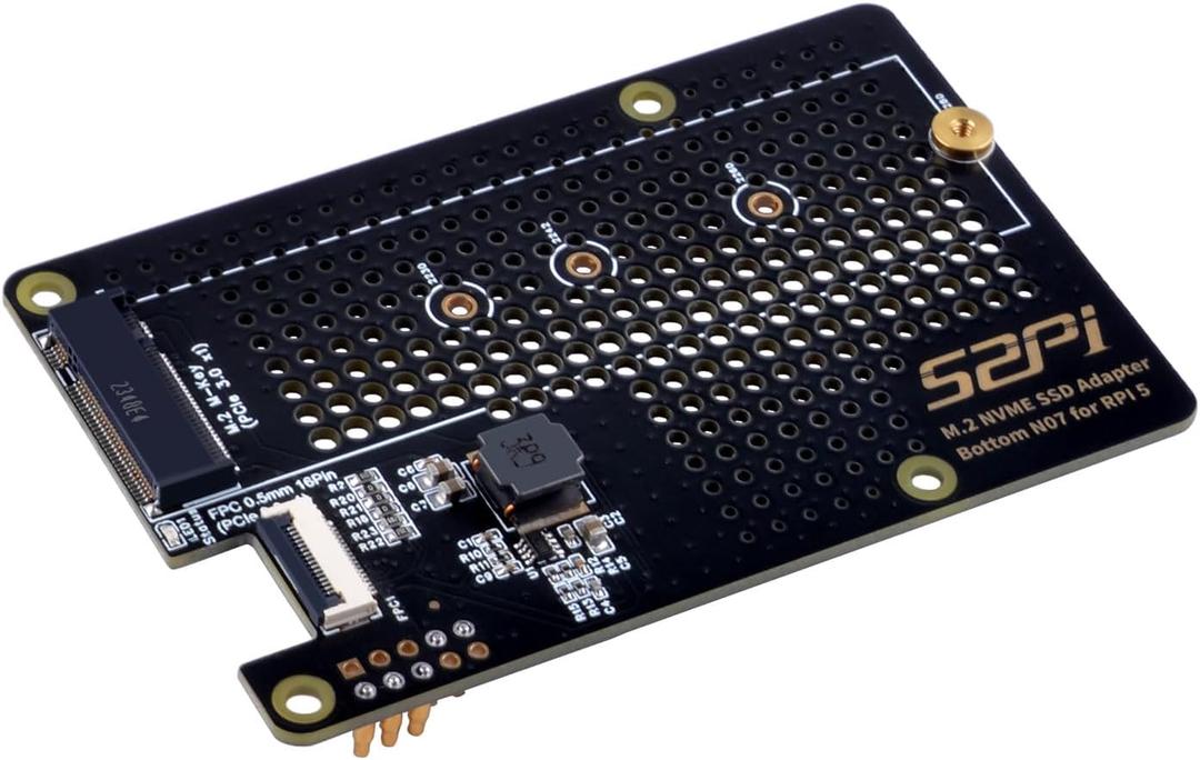 GeeekPi N07 PCIe M.2 M-Key NVMe SSD PCIe Peripheral Bottom Board for Raspberry Pi 5, Support M.2 Key-M NVMe SSD 2230/2242/2260/2280