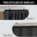 hoeflife Room Divider Blackout Curtains & Ceiling Curtain Track Set Wall Mount Extra Wide Track Curtains Flexible Sliding Curtain Rod Room Separation Privacy（W 180 x H 84 in Black Drape & Black Rail）