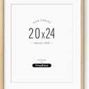 Minimalist 20x24" Picture Frame Matted to 16x20", Natural Solid Oak Wood Poster Frame, Lightweight for Wall Mounting (Single, Oak)
