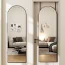 Door Mirror, Arched Full Length Mirror Over The Door, 14"x 48" Hanging or Wall Mirrors, Full Body Mirrors - Black