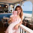 for Samsung Galaxy A54 5G Phone Case, Fashion Flower Pattern Design Girls Women Liquid Silicone Cover, Slim Shockproof and Scratch-Resistant Soft Case for Samsung A54 - Pink