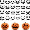 24pcs Halloween Pumpkin Face Stickers, Halloween Jack-O-Lantern Face Craft Decals Props Etching Pumpkin Template Trick Party Supplies for Kids & Adults